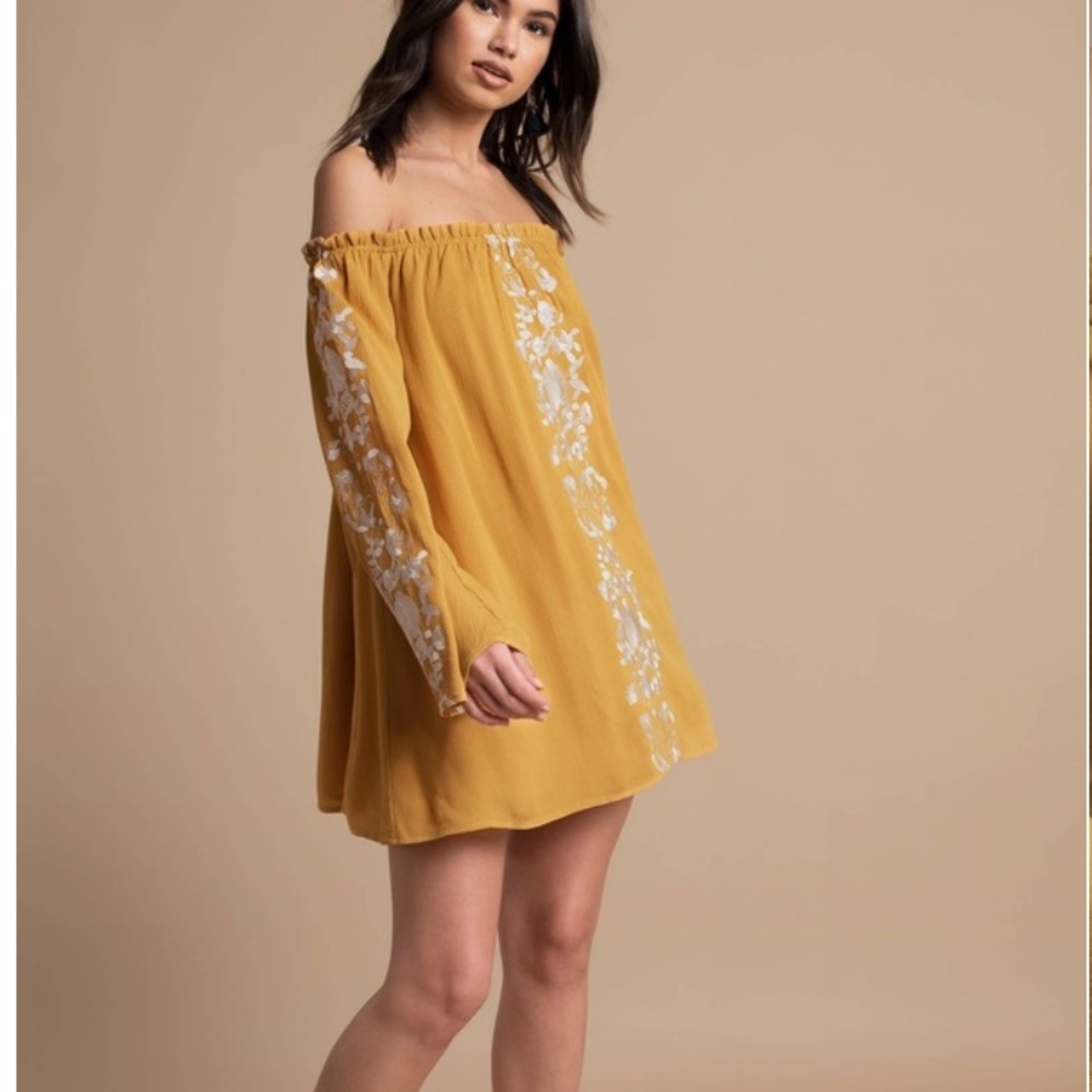 Embroidered Off Shoulder Dress